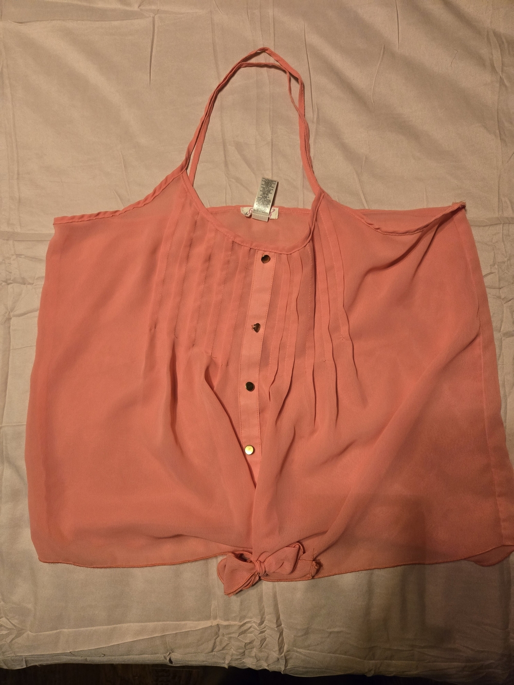 L8teR Coral Tie-Front Pleated Camisole